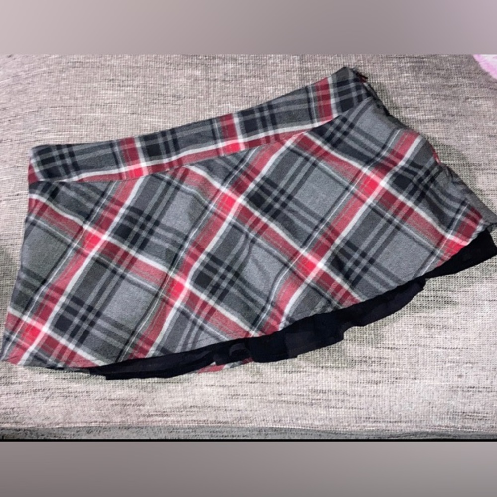 Switchblade Stiletto Plaid Double Layer Mini Skirt XL - Picture 2 of 5